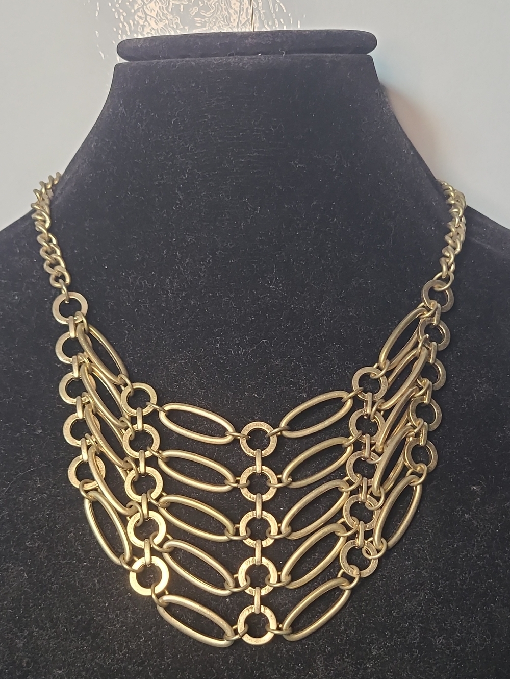 Multi-Row Gold Link Statement Necklace - Women Jewelry
